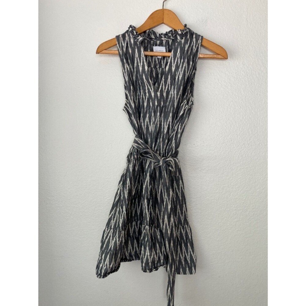 We are SUNDAYS Bryn Dress 100% Cotton Belted Black White Ruffle